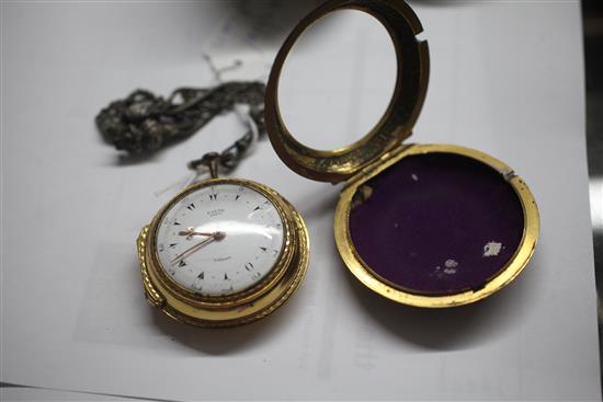 A George III gilt metal and tortoiseshell triple case verge pocket watch for the Turkish market, by Ralph Gout, London,